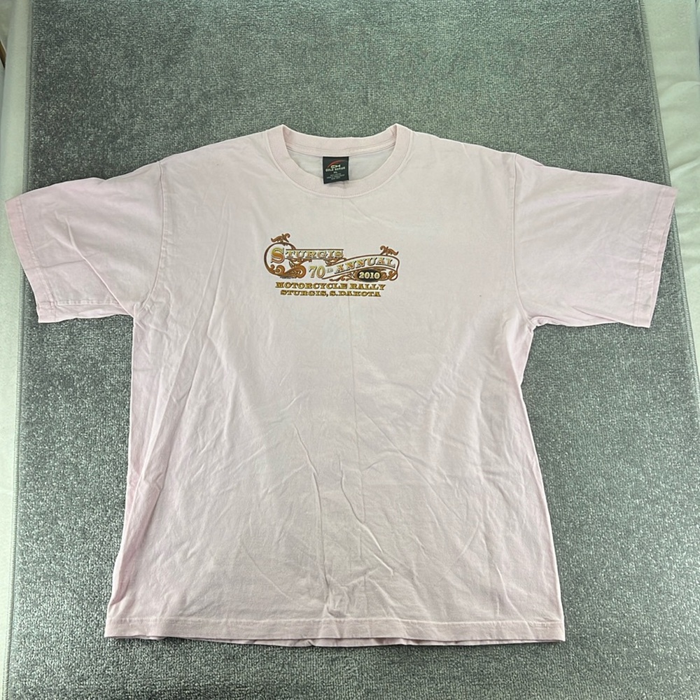 CH Gold Seties Short Sleeve Shirt Sturgis 70th Annual Motorcycle Mens XL MIA POW